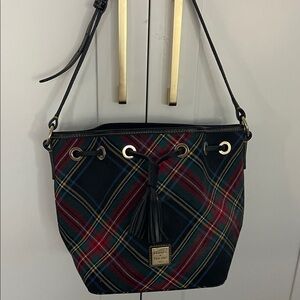 Dooney & Bourke Tartan Shoulder Bag - Red, Blue, Green bucket bag